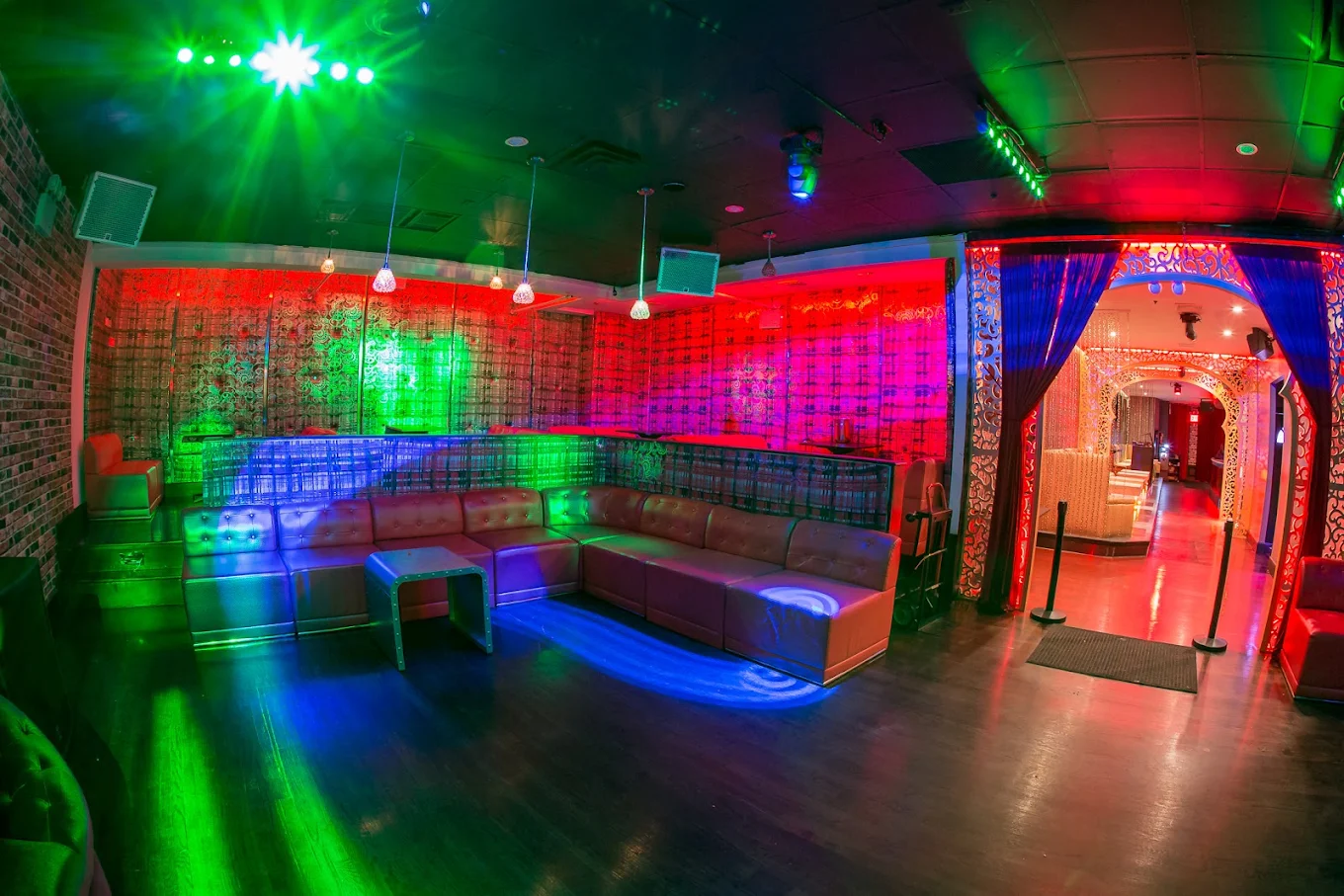 Inside Fusion Lounge NY, Astoria's neon-lit nightclub and hookah lounge